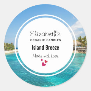 Sticker Rond Pittoresque Tropical Beach Chandelle Sent savon