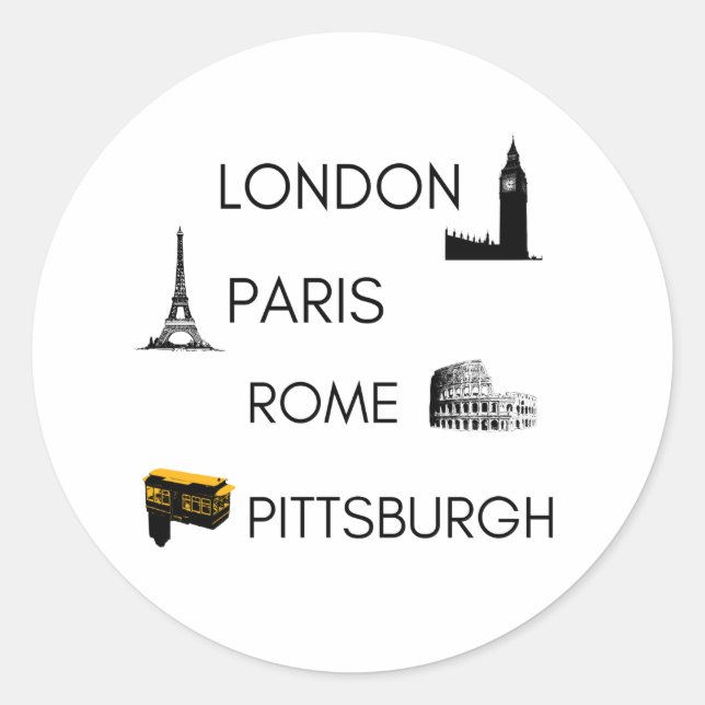 Sticker Rond Pittsburgh Funny Cities Travel Pennsylvania Home C (Devant)