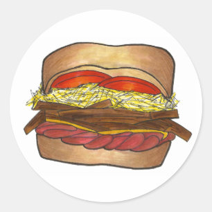 Sticker Rond Pittsburgh Pennsylvania Sandwich Coleslaw Fries PA