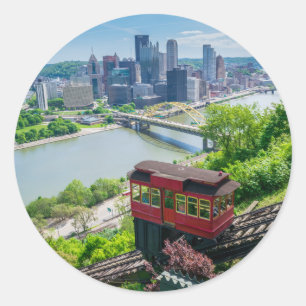 Sticker Rond Pittsburgh Pennsylvania Steel City Skyline Incline