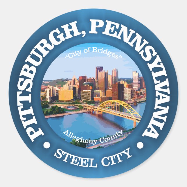Sticker Rond Pittsburgh (villes) (Devant)