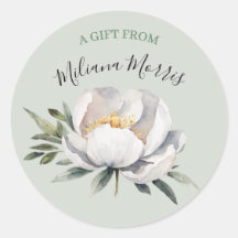 Pivoine blanche aquarelle romantique miel vert