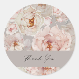 Sticker Rond Pivoine Élégante Merci