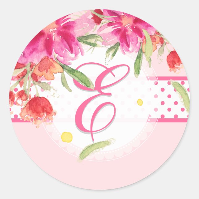 Sticker Rond PixDezine aquarelle peut fleur/do-it-yourself coul (Devant)