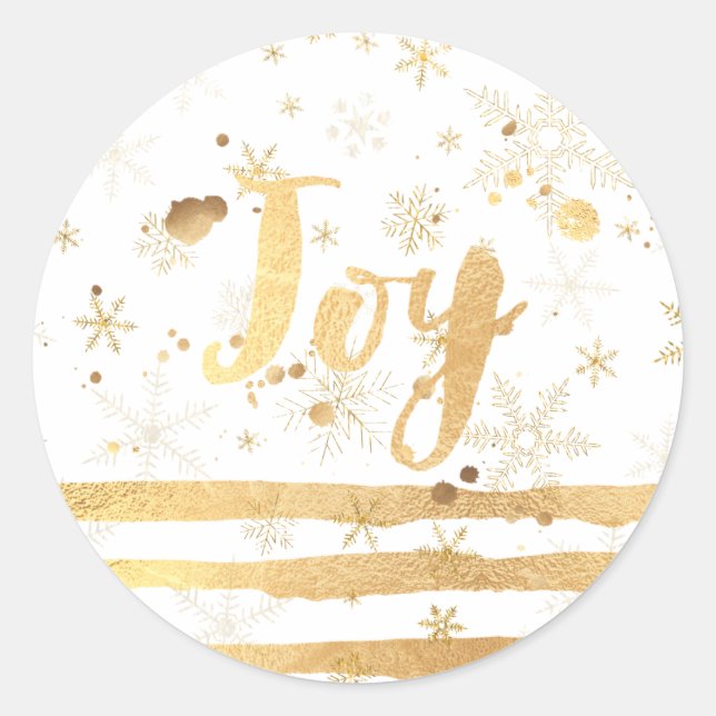 Sticker Rond PixDezine flocons/rayures/faux or éblouis (Devant)