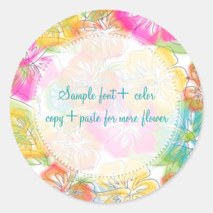 Sticker Rond PixDezine hibiscus/aquarelle affecte