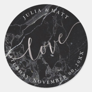 Sticker Rond PixDezine Love Marble/Faux Argent