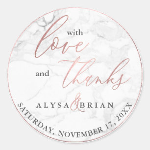 Sticker Rond PixDezine Marbre/Rose Gold Faux Love+Merci