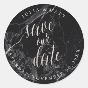 Sticker Rond PixDezine Marbre Save the Date/Faux Argent