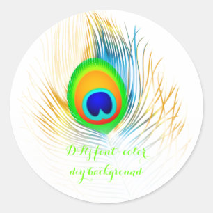 Sticker Rond PixDezine paon plume/DIYbackground