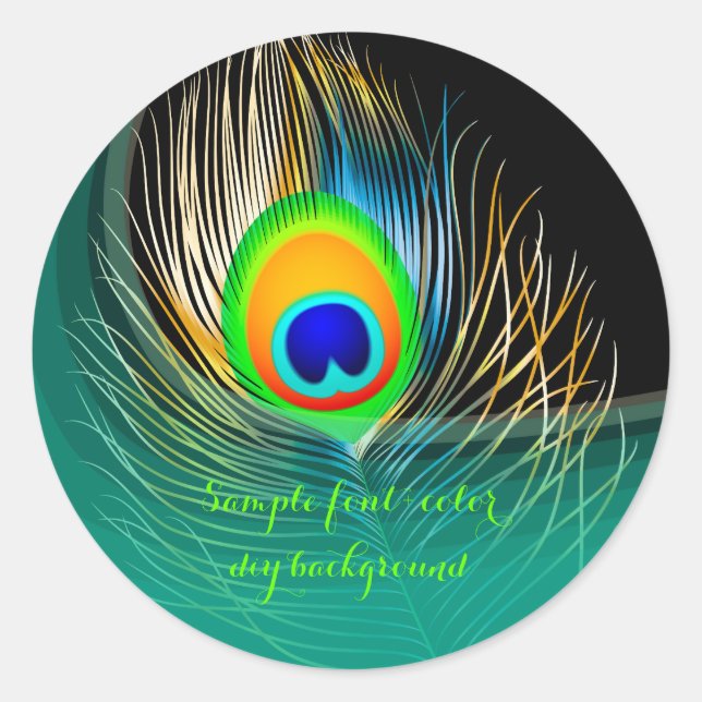 Sticker Rond PixDezine paon plume/DIYbackground (Devant)