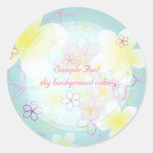 Sticker Rond PixDezine plumeria/couleur de fond DIY