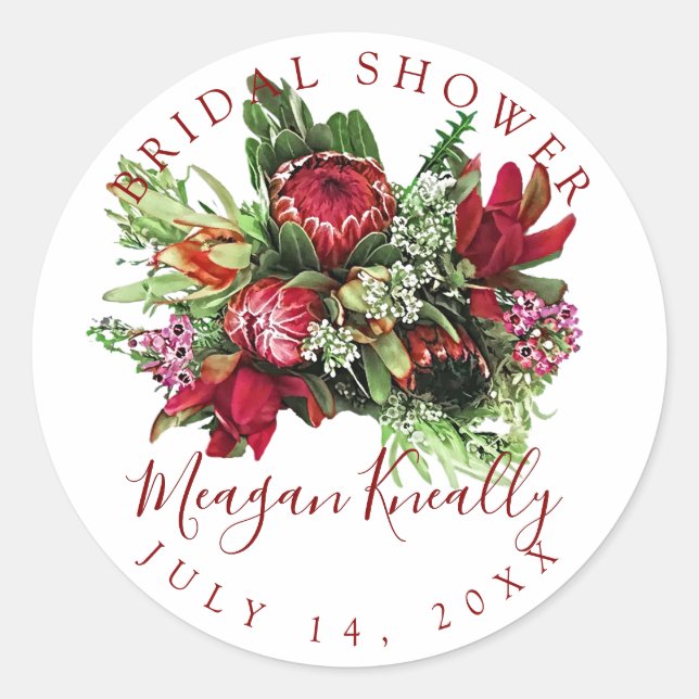 Sticker Rond PixDezine PROTEA BOUQUET/MASALA RED/do-it-yourself (Devant)