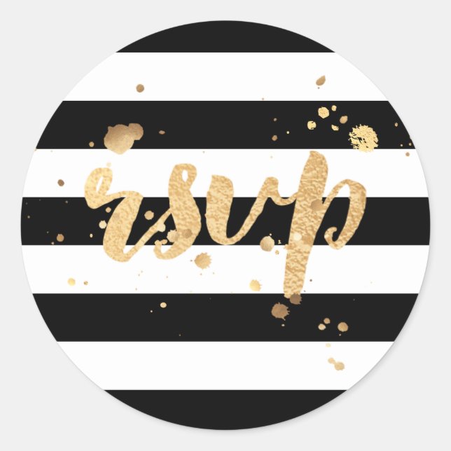 Sticker Rond PixDezine rayures/faux or/rsvp éblouis (Devant)