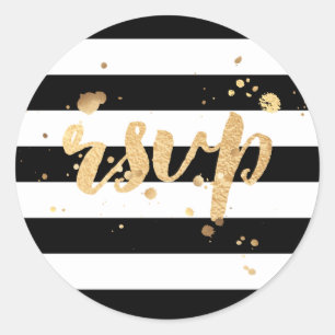 Sticker Rond PixDezine rayures/faux or/rsvp éblouis