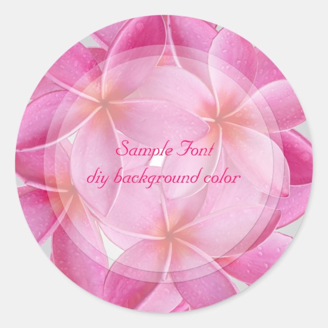 Sticker Rond PixDezine rose plumeria/do-it-yourself couleur arr (Devant)