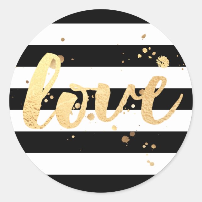 Sticker Rond PixDezine stripes/faux or/amour éblouissant (Devant)