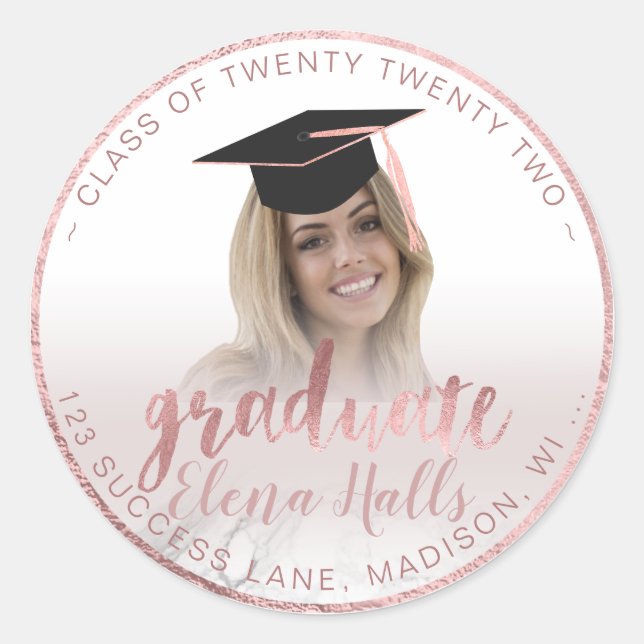 Sticker Rond PixDezines 2018 - Marble+Faux Rose Gold (Devant)
