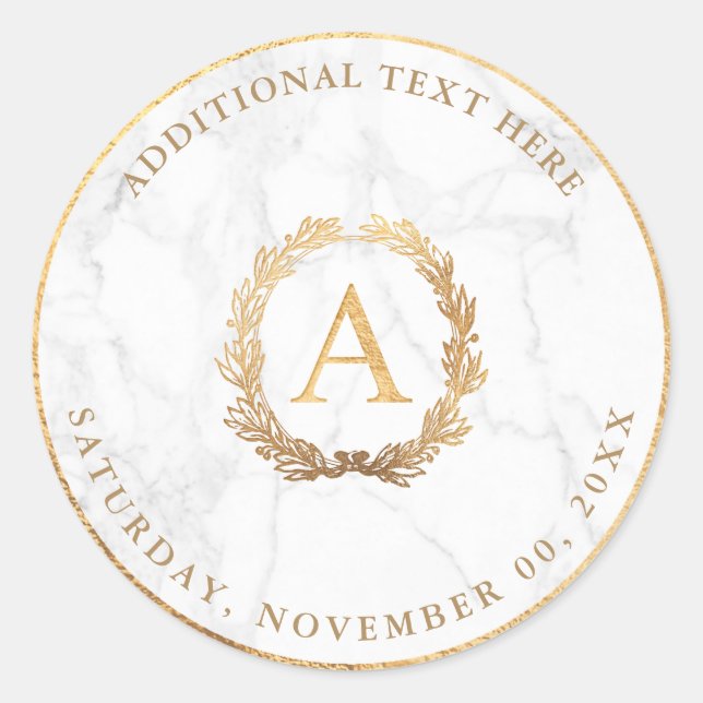 Sticker Rond PixDezines A-Z, do-it-yourself Faux Gold Monogramm (Devant)