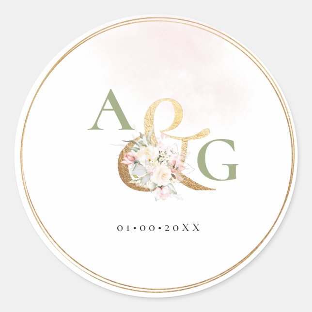 Sticker Rond PixDezines Ampersand+H2 Roses de crème rousse Dust (Devant)