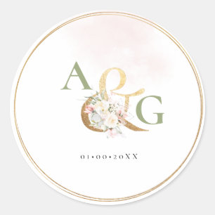 Sticker Rond PixDezines Ampersand+H2 Roses de crème rousse Dust