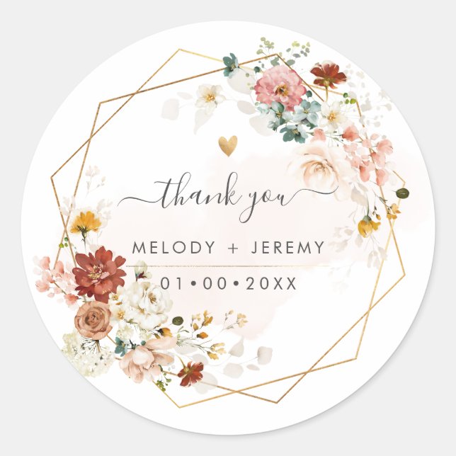 Sticker Rond PixDezines Aquarelle Automne Fleurs de Jardin (Devant)