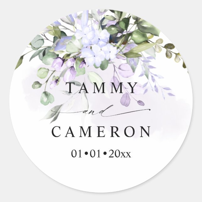 Sticker Rond PixDezines Aquarelle Gomme Eucalyptus Violet Pouss (Devant)