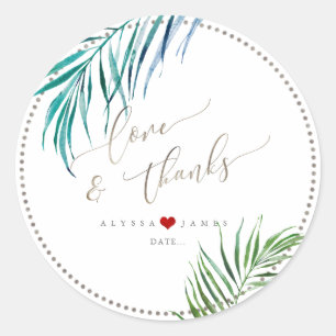 Sticker Rond PixDezines Aquarelle Verdure, Palmiers Tropicaux