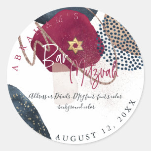 Sticker Rond PixDezines Bar Mitzvah, H2 Abstrait moderne
