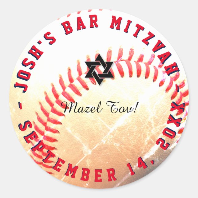 Sticker Rond PixDezines Baseball Mitzvah (Devant)