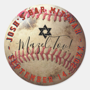 Sticker Rond PixDezines Baseball Mitzvah
