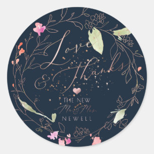 Sticker Rond PixDezines Blushing Romance, Merci Aquarelle