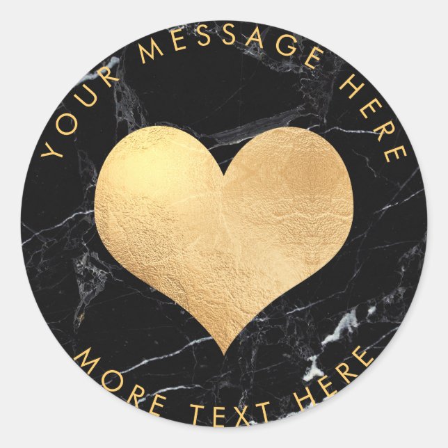 Sticker Rond PixDezines COEUR FAUX OR+MARBLE (Devant)