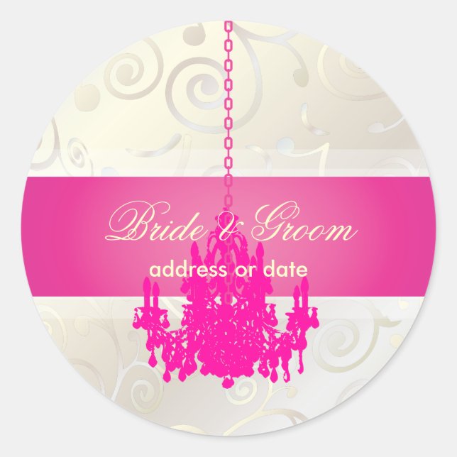 Sticker Rond PixDezines Cupcakes Swirls+Chandelier rose Chaud (Devant)