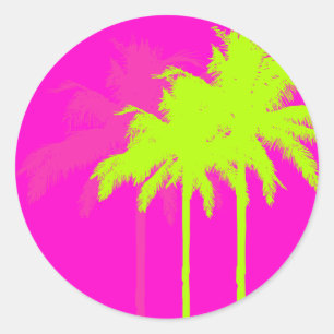 Sticker Rond PixDezines deux palmiers/do-it-yourself couleur ar