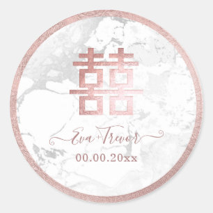 Sticker Rond PixDezines double bonheur marbre rose or