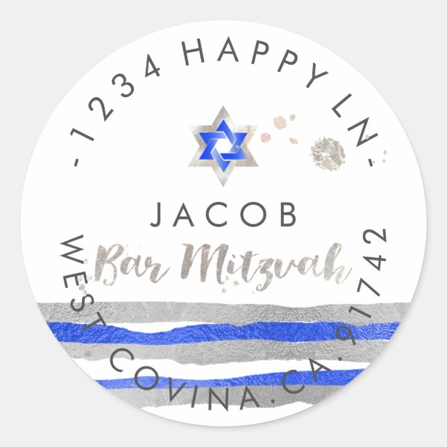 Sticker Rond PixDezines ébloui/faux film/argent/bande/mitzvah (Devant)