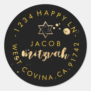 Sticker Rond PixDezines ébloui/faux or/ mitzvah retour ajouter