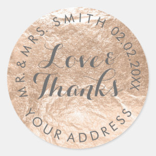 Sticker Rond PixDezines FAUX FOIL, CHAMPAGNE ROSE/OR ROSE