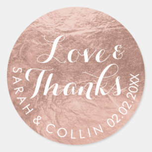 Sticker Rond PixDezines faux foil/Rose Gold/merci/texte DIY