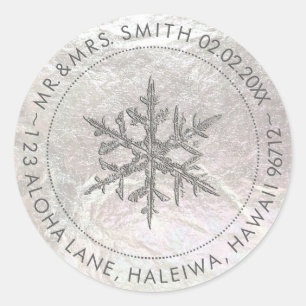 Sticker Rond PixDezines FAUX FOIL, SNOWFLAKE/PLATINUM