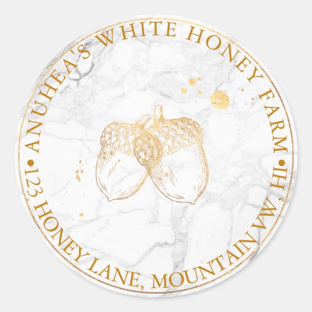 Sticker Rond PixDezines FAUX OR ACORNS+MARBLE (Devant)