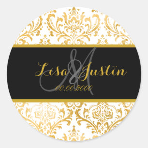 Sticker Rond PixDezines faux or/rossi damask