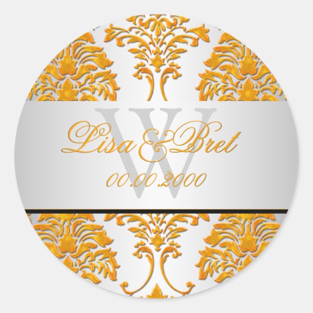 Sticker Rond PixDezines florentius damask/orange (Devant)