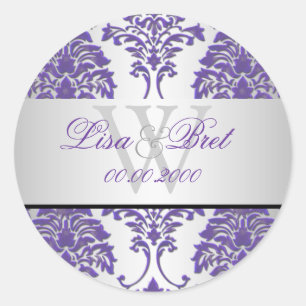 Sticker Rond PixDezines florentius damask/pourpre+argent
