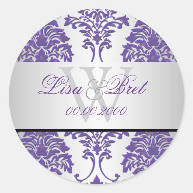 Sticker Rond PixDezines florentius damask/violet+argent (Devant)