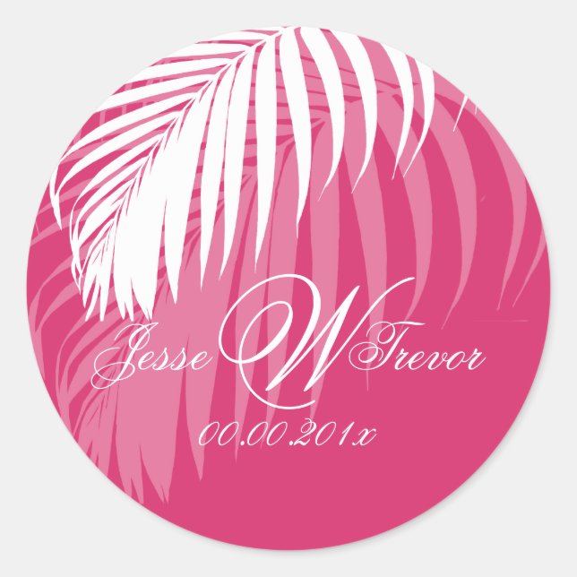 Sticker Rond PixDezines - Fronds de palme blanc, do-it-yourself (Devant)