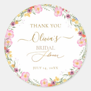 Sticker Rond PixDezines H2 Fleurs Sauvages Délicates Mariage