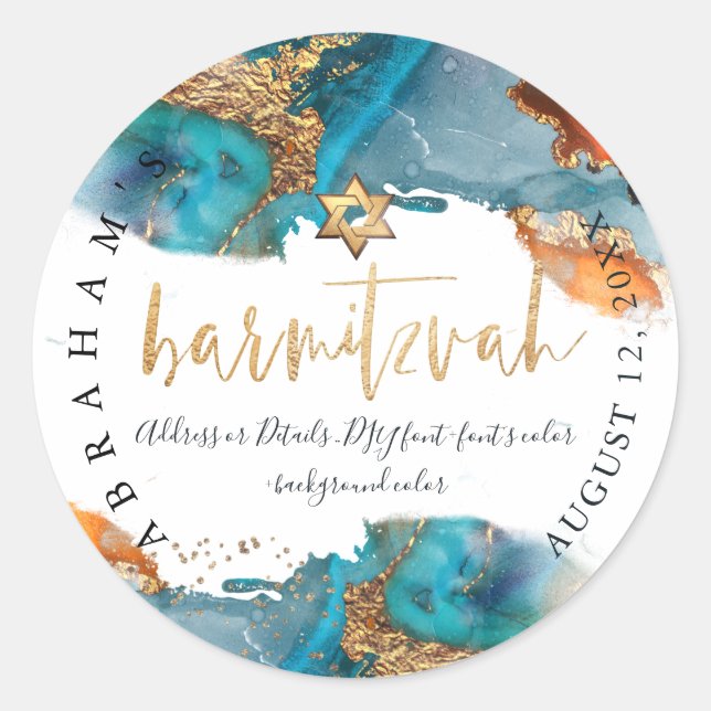 Sticker Rond PixDezines H2 Galaxy Moderne Bar Abstrait Mitzvah (Devant)