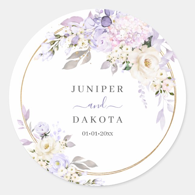 Sticker Rond PixDezines H2 Purple Hydrangeas Roses (Devant)